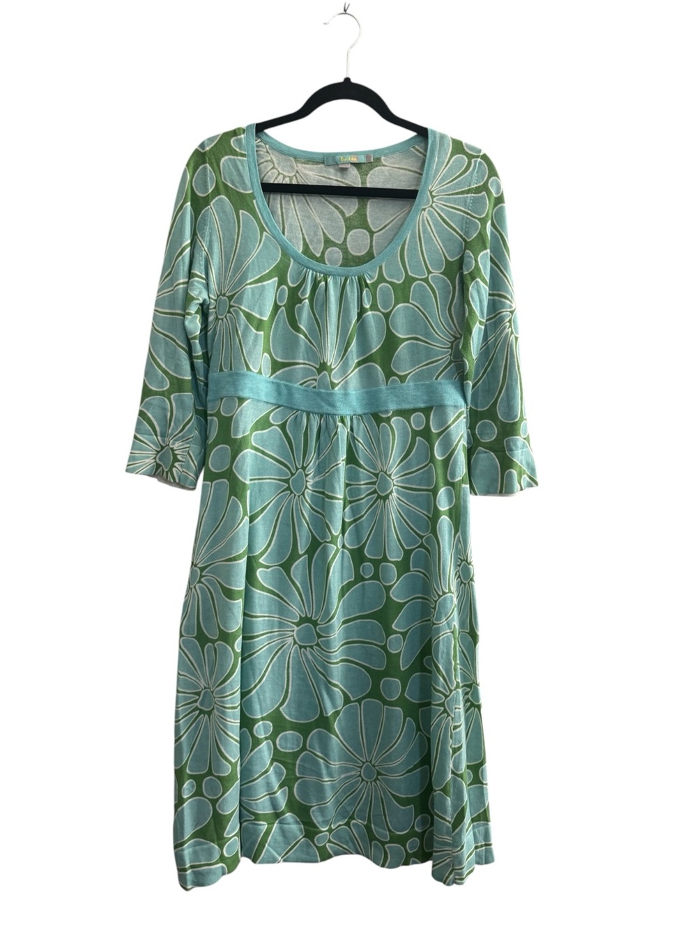 Boden Womens 10L long Blue Aqua Floral Sweater Dress tank slip dress #7443